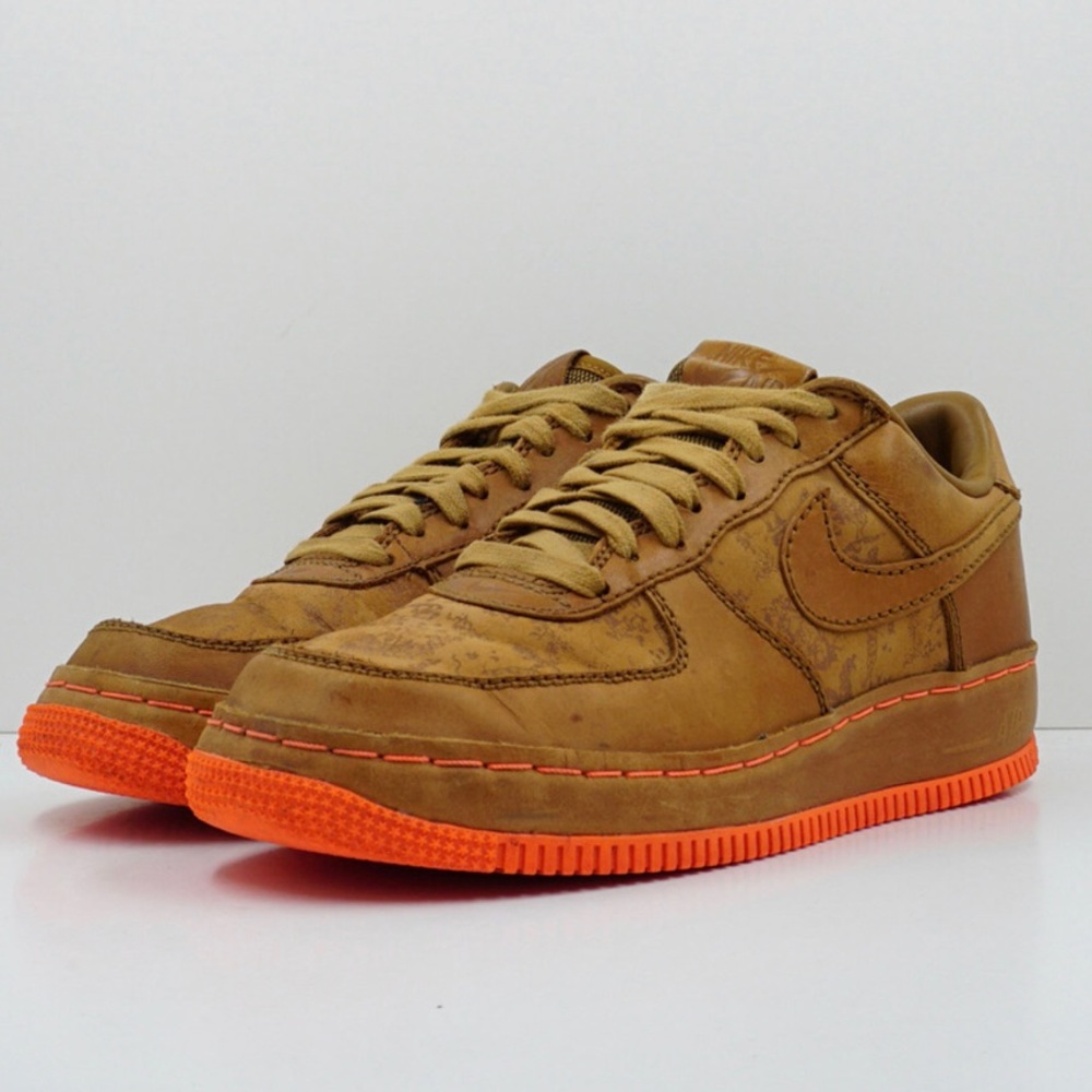 Nike Air Force 1 Insideout 312486-271 Men's Brown Leather Shoes maple / mango